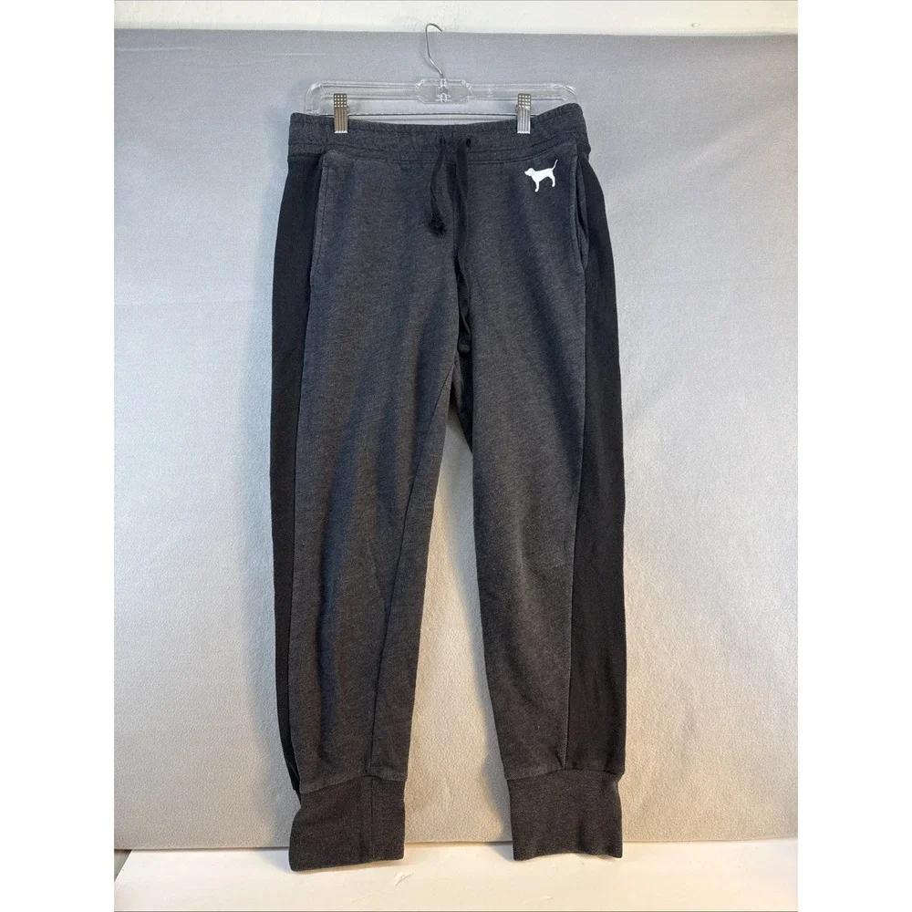 Pink Sweat Pants, Women Medium, Dark Gray, Pockets, Drawstring‎